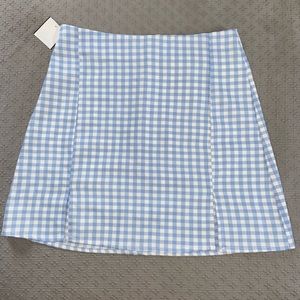 Small Light Blue Plaid Skirt